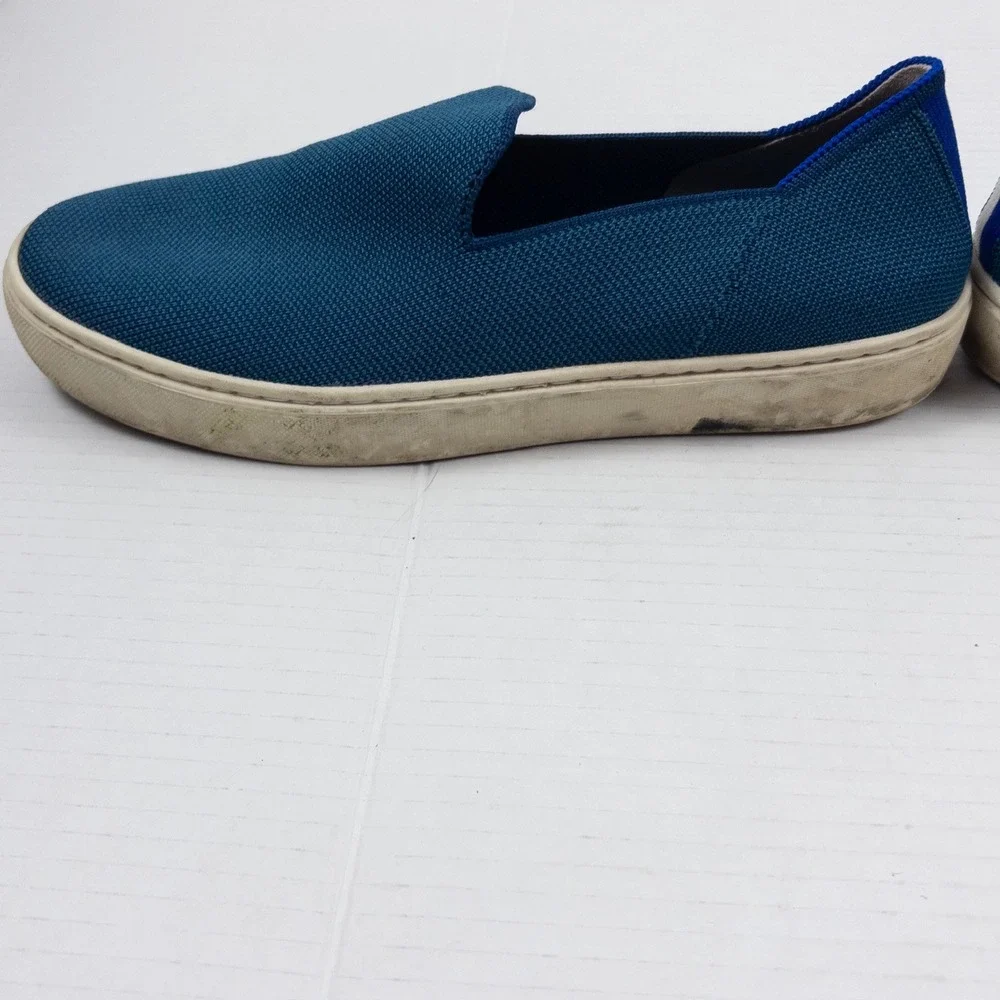 Rothys The Original Slip On Sneaker Womens 8.5 Teal Blue Washable‎ Casual Flat